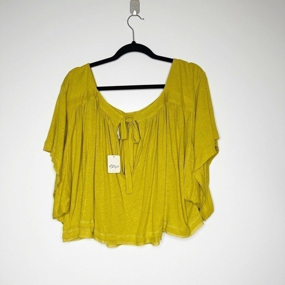 NWT Free People Golden Meadow Sunsetter Top Women's Gold Yellow Size L - Picture 4 of 8